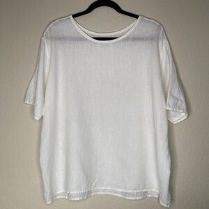 Flax linen short sleeve pullover top EUC